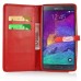 Luxury Rhombus Grid Pattern Magnetic Embedded Stand Leather Case with Card Holder for Samsung Galaxy Note 4 - Red