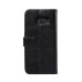 Luxury Sheepskin Pressed Flower Flip PU Leather Cover Case Wallet for Samsung Galaxy S7 Edge G935 -Black