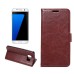 Luxury Sheepskin Pressed Flower Flip PU Leather Cover Case Wallet for Samsung Galaxy S7 Edge G935 -Caffee