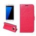 Luxury Sheepskin Pressed Flower Flip PU Leather Cover Case Wallet for Samsung Galaxy S7 Edge G935 -Rose red