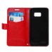 Luxury Sheepskin Pressed Flower Flip PU Leather Cover Case Wallet for Samsung Galaxy S7 Plus -Red