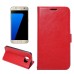 Luxury Sheepskin Pressed Flower Flip PU Leather Cover Case Wallet for Samsung Galaxy S7 Plus -Red