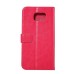 Luxury Sheepskin Pressed Flower Flip PU Leather Cover Case Wallet for Samsung Galaxy S7 Plus - Rose red