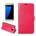 Luxury Sheepskin Pressed Flower Flip PU Leather Cover Case Wallet for Samsung Galaxy S7 Plus - Rose red