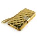 Luxury Sheepskin Rhinestone Magnetic Stand Leather Wallet Case with a Strap for Samsung Galaxy S6 Edge - Gold