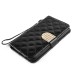 Luxury Sheepskin Rhinestone Magnetic Stand Leather Wallet Case with a Strap for Samsung Galaxy S6 G920 - Black