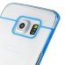 Luxury Slim Transparent Clear Colored Lines Back Gel Case Hard Cover For Samsung Galaxy S6 Edge - Blue