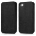 Luxury Stitching PU Leather with Stand Flip Case for iPhone 4 iPhone 4S - Black