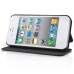 Luxury Stitching PU Leather with Stand Flip Case for iPhone 4 iPhone 4S - Black