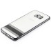 Luxury Transparent Clear Plated Soft TPU Back Case Cover For Samsung Galaxy S6 Edge - Black Stripes