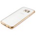 Luxury Transparent Clear Plated Soft TPU Back Case Cover For Samsung Galaxy S6 Edge - Gold