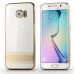 Luxury Transparent Clear Plated Soft TPU Back Case Cover For Samsung Galaxy S6 Edge - Gold Stripes