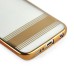 Luxury Transparent Clear Plated Soft TPU Back Case Cover For Samsung Galaxy S6 Edge - Gold Stripes