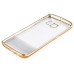 Luxury Transparent Clear Plated Soft TPU Back Case Cover For Samsung Galaxy S6 Edge - Gold Stripes