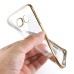 Luxury Transparent Clear Plated Soft TPU Back Case Cover For Samsung Galaxy S6 Edge - Gold Stripes