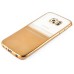 Luxury Transparent Clear Plated Soft TPU Back Case Cover For Samsung Galaxy S6 Edge - Half Transparent Half Gold