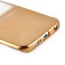 Luxury Transparent Clear Plated Soft TPU Back Case Cover For Samsung Galaxy S6 Edge - Half Transparent Half Gold