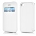 Luxury Window View Drawing Lines Flip Stand PU Leather Case for iPhone 4 iPhone 4S - White