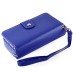 Luxury Zipper Wallet PU Leather Bag Pouch With Magnetic Plastic Hard Back Case For Samsung Galaxy S6 G920 - Blue