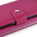 Luxury Zipper Wallet PU Leather Bag Pouch With Magnetic Plastic Hard Back Case For Samsung Galaxy S6 G920 - Magenta