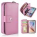 Luxury Zipper Wallet PU Leather Bag Pouch With Magnetic Plastic Hard Back Case For Samsung Galaxy S6 G920 - Pink