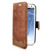 Map Wallet Style Leather Case Cover For Samsung Galaxy S3 i9300 - Dark Brown