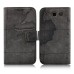 Map Wallet Style Leather Case Cover For Samsung Galaxy S3 i9300 - Grey