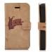 Map Wallet Style Leather Case Cover For iPhone 4S - Brown