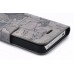 Map Wallet Style Leather Case Cover For iPhone 4S - Grey