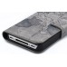 Map Wallet Style Leather Case Cover For iPhone 4S - Grey