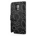 Maple Leaf Glittering Flower Pattern Magnetic Folio Leather Case with Card Slot for Samsung Galaxy Note 4 - Black