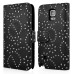 Maple Leaf Glittering Flower Pattern Magnetic Folio Leather Case with Card Slot for Samsung Galaxy Note 4 - Black