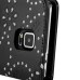 Maple Leaf Glittering Flower Pattern Magnetic Folio Leather Case with Card Slot for Samsung Galaxy Note 4 - Black