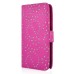 Maple Leaf Glittering Flower Pattern Magnetic Folio Leather Case with Card Slot for Samsung Galaxy Note 4 - Magenta