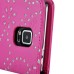 Maple Leaf Glittering Flower Pattern Magnetic Folio Leather Case with Card Slot for Samsung Galaxy Note 4 - Magenta