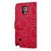 Maple Leaf Glittering Flower Pattern Magnetic Folio Leather Case with Card Slot for Samsung Galaxy Note 4 - Red