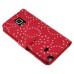 Maple Leaf Glittering Flower Pattern Magnetic Folio Leather Case with Card Slot for Samsung Galaxy Note 4 - Red