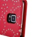 Maple Leaf Glittering Flower Pattern Magnetic Folio Leather Case with Card Slot for Samsung Galaxy Note 4 - Red