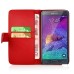 Maple Leaf Glittering Flower Pattern Magnetic Folio Leather Case with Card Slot for Samsung Galaxy Note 4 - Red