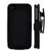 Matte Hard Case + Belt Clip Swivel Holster for iPhone 4 (Verizon, AT&T, iPhone 4S) - Black