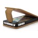 Matte Vertical Magnetic Flip Leather Case Holder for iPhone 4 / 4S (Brown)