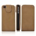 Matte Vertical Magnetic Flip Leather Case Holder for iPhone 4 / 4S (Brown)