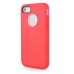 Matte White Circle TPU and PC Bumper Case Cover for iPhone 4 iPhone 4S - Red