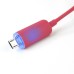 Micro USB 2.0 Sync Data Transmission and Charging Cable with LED Light - Magenta