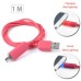 Micro USB 2.0 Sync Data Transmission and Charging Cable with LED Light - Magenta