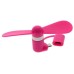 Multicolor 2 in 1 Portable Travel Mini USB Fan for iPhone & Android Smart Phone - Pink