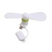 Multicolor 2 in 1 Portable Travel Mini USB Fan for iPhone & Android Smart Phone - White