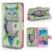 New Arrive Fashion Colorful Drawing Printed Artistic Owl PU Leather Flip Wallet Stand Case With Card Slots For Samsung Galaxy S6 Edge