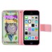 New Arrive Fashion Colorful Drawing Printed Artistic Owl PU Leather Flip Wallet Stand Case With Card Slots For iPhone 5c