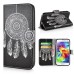 New Arrive Fashion Colorful Drawing Printed Black White Dreamcatcher PU Leather Flip Wallet Stand Case With Card Slots For Samsung Galaxy S5 G900